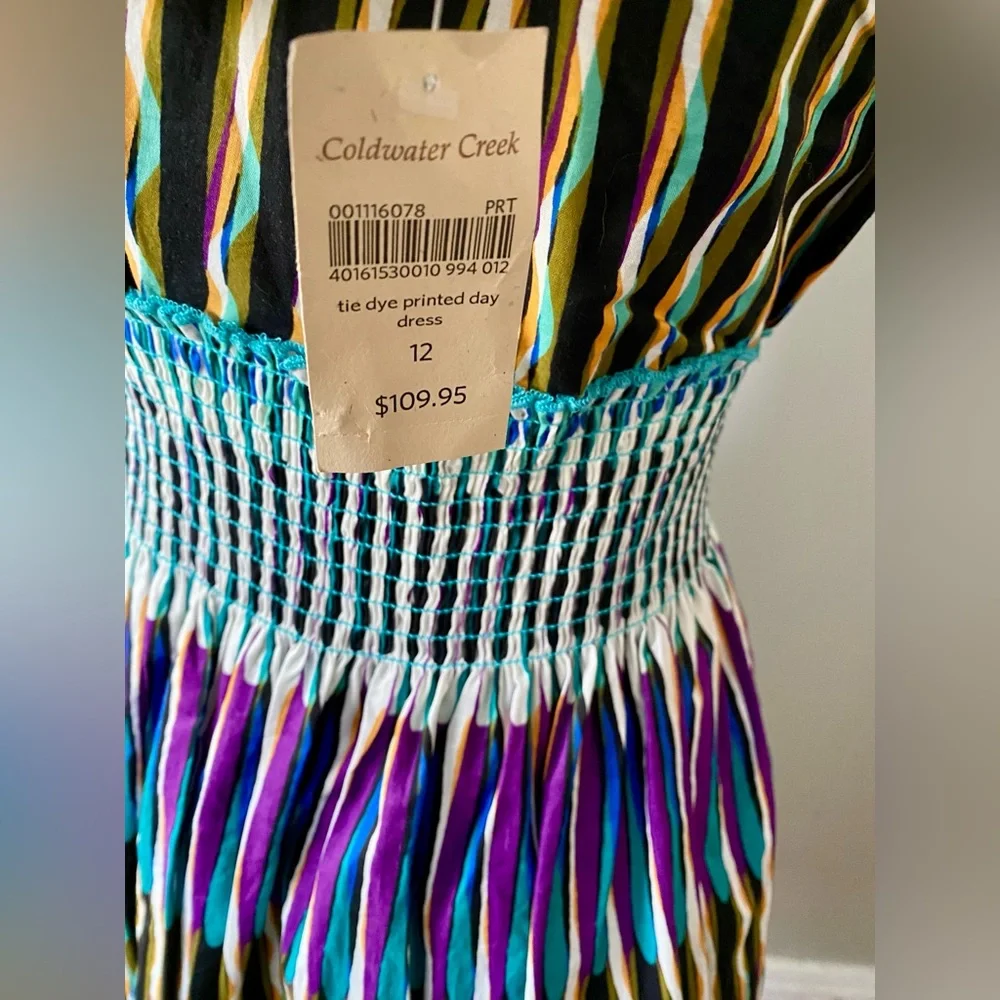Coldwater Creek Printed Cotton Day Dress. Size 12. NWT. - Picture 4 of 6